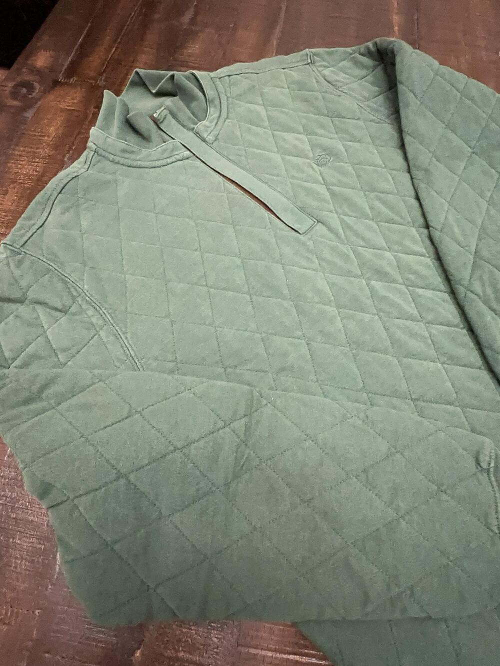 Southern Tide Sweatshirt Mens Medium Green Quilted 1/4 Zip Mock Cotton Heavy